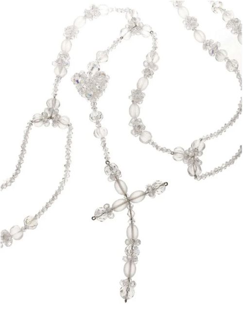 Lazo Cristal Corazon con Cruz