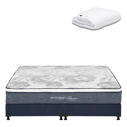 Colchón King Size Ghana Azul+ Box+ Protector Cloud CDZ