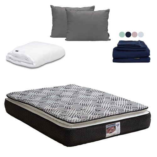 Colchón King Size  Spring Air Omega + Almohada 2 Pack + Sábanas Softy + Protector Cloud CZD