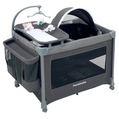 Cuna Corral Para Bebé Pamo Babe 9106am02 Calidad Premium Gris