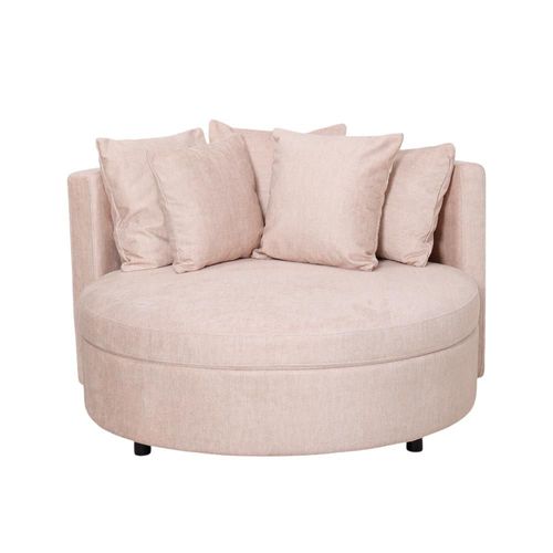 Ilios Innova | Sofá Redondo de Una Plaza con Tapizado Beige. Diseño Moderno y Elegante para Sala u Oficina. Sillón Individual Descanso y Decoración.