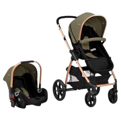 Carriola De Bebe Prinsel Prima Ts Portabebe/autoasiento Verde Con Dorado