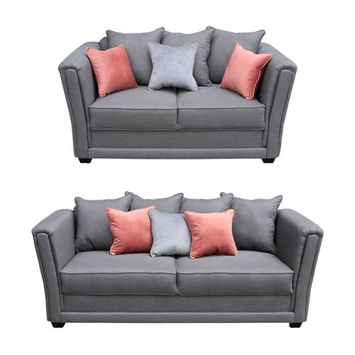 Sofá 3 Plazas + 2 Plazas Love Seat + Cojines Decorativos Color Gris