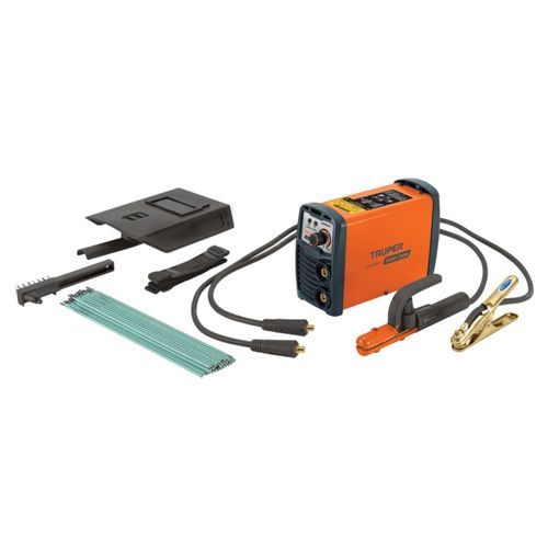 AM3K ofrece mini soldadora inversora 130 A, 127 V, compacta y portátil, ciclo 40 %, incluye cables, careta, cepillo y 1 kg de electrodos E6013.