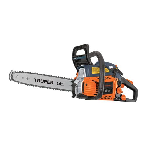 AM3k ofrece la motosierra TRUPER MOT‑3814 de 38 cc con barra de 14″, potente (2.3 HP), segura y de arranque fácil.