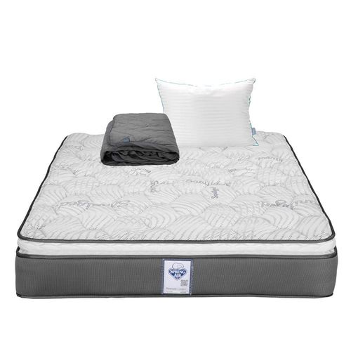 Colchón Queen Size Spring Air Prestige Gris+ Almohada Royal+ Protector Lux RGH