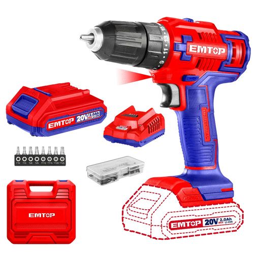 Kit taladro-atornillador 3/8" 45nm, inalámbrico de 20v