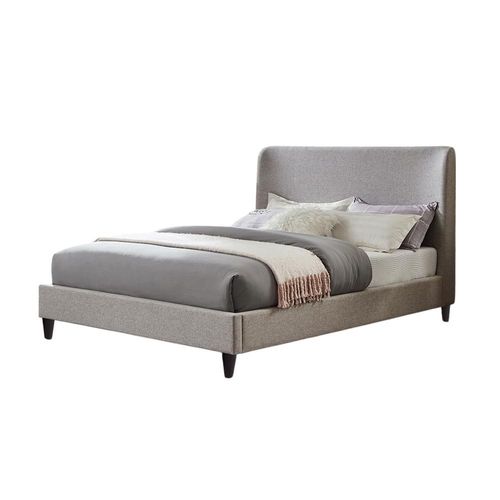 Ilios Innova | Cama Queen Size Gris con Cabecera Tapizada en Lino y Poliéster. Estructura de Madera Resistente. Diseño Elegante y Cómodo.