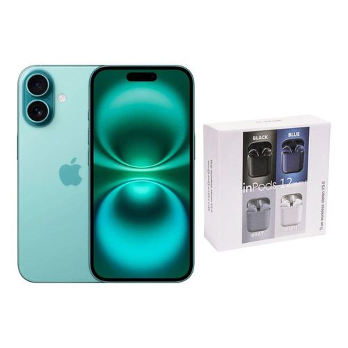 iPhone 16 Plus 128GB Verde E-SIM Reacondicionado más Audifonos Genéricos