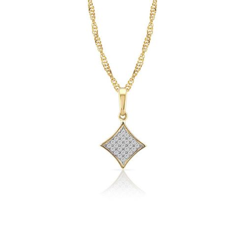 Dije Rombo Micro Pavé Con Cadena 10k Oro Abba Joyas