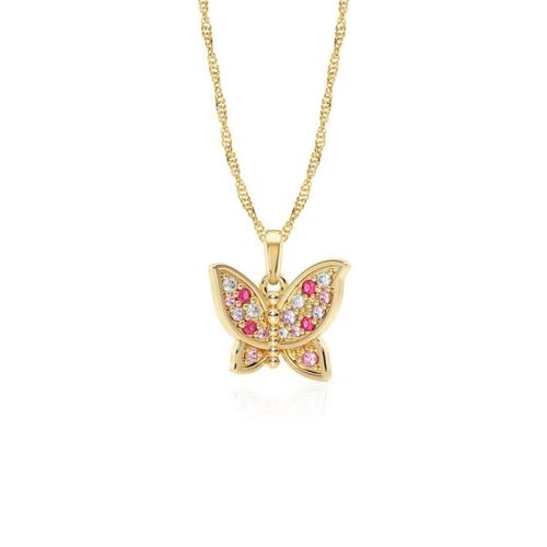 Dije Mariposa Sakura Con Cadena 10k Oro Abba Joyas