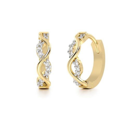 Aretes Huggies Trenza 10k Oro Abba Joyas