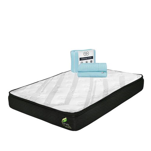 Colchón Matrimonial Restonic Enzo + Sábanas Trinity Azul Cielo TRY