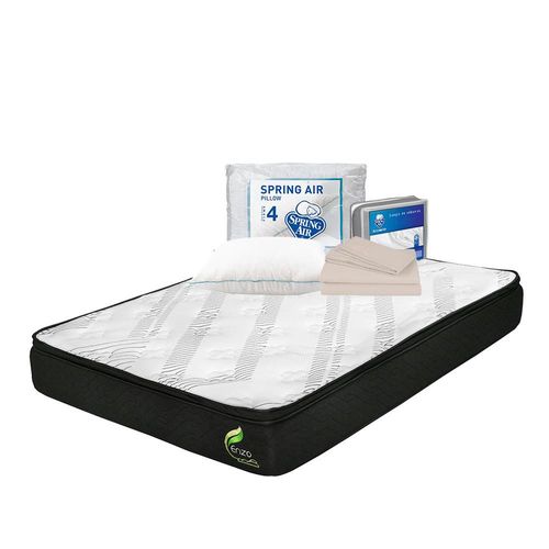 Colchón King Size Restonic Enzo + Almohada Osos + Sábanas Basic Crema TRY