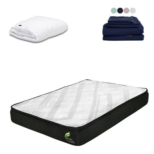 Colchón King Size Restonic Enzo Gris+ Protector Cloud+ Sabanas Softy CDZ