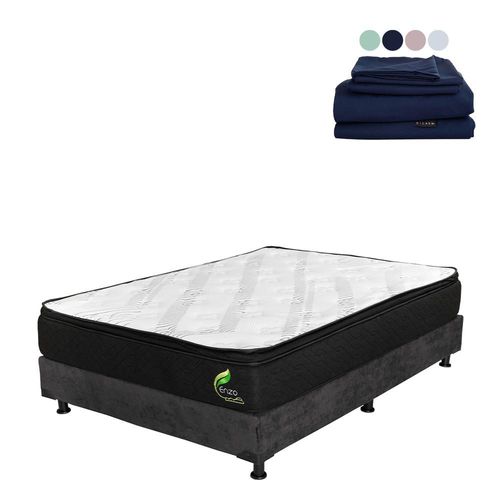 Colchón Matrimonial Restonic Enzo Gris+ Box+ Sabanas Softy CDZ