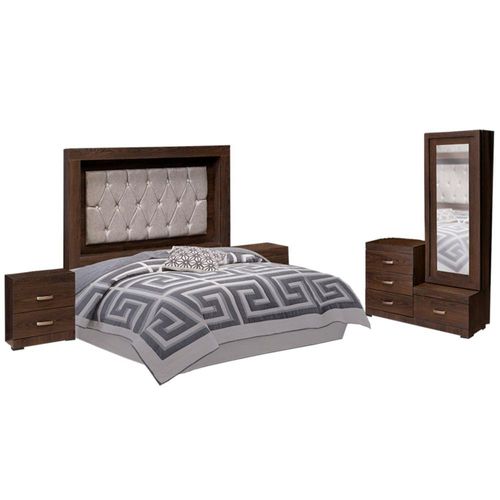 Recamara Matrimonial 5 Piezas Leiden Nogal Kessa Muebles