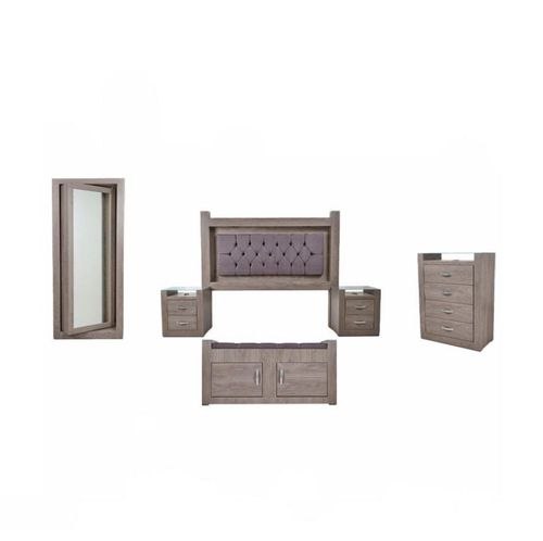 Recamara King Size 6 Piezas Magnolia Gris Kessa Muebles