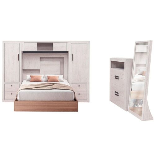 Recamara Matrimonial 5 Piezas Esmeralda Gris Kessa Muebles