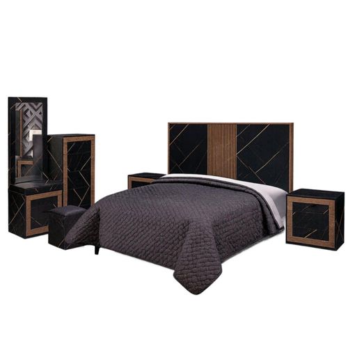 Recamara KS 5 Piezas Hamburgo Negro Kessa Muebles