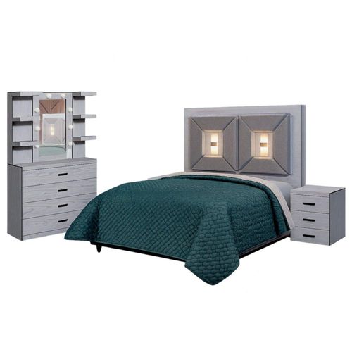 Recamara KS 5 Piezas Genova Gris Kessa Muebles