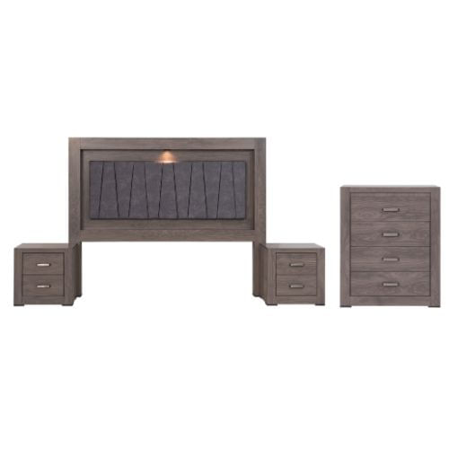 Recamara KS 4 Piezas Vizela Sin Espejo Gris Kessa Muebles