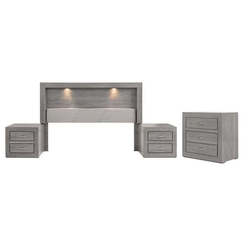 Recamara KS 4 Piezas Valentina Sin Espejo Gris Kessa Muebles