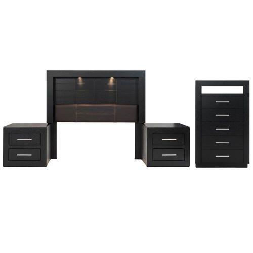 Recamara Matrimonial 4 Piezas Pamela Sin Espejo Chocolate Kessa Muebles