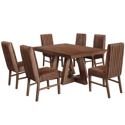 Comedor 6 Sillas Zafira Nogal Kessa Muebles