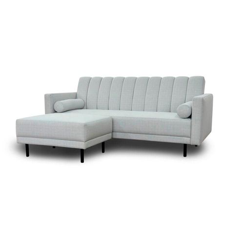 SOFA CAMA BOSTON  CON TABURETE COLOR GRIS CLARO 3 POSICIONES