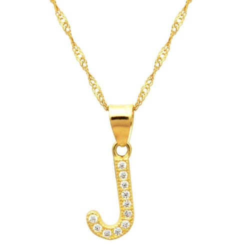 Collar Gargantilla Letra J, Oro 10K 45cm Horoz E1638 V12