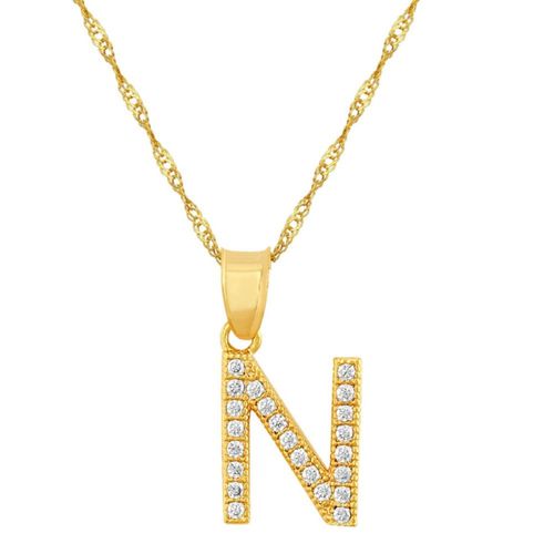 Collar Gargantilla Letra N, Oro 10K 45cm Horoz E1641 V12