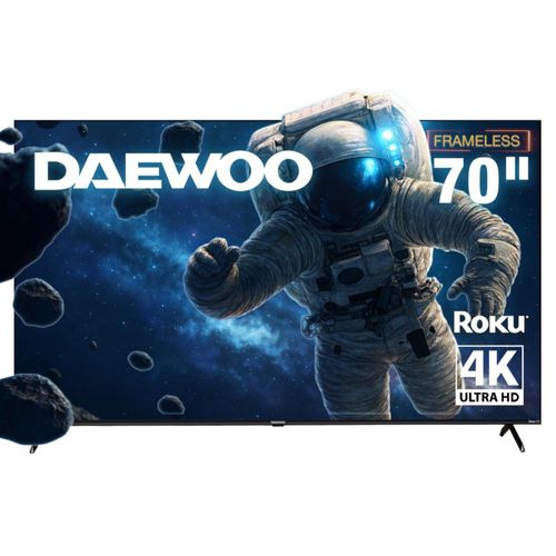 Daewoo Pantalla Televisión Smart TV 70 Pulgadas LED 4K UHD Roku Frameless Dolby Audio 4 HDMI 2 USB 1 AV DAW70UR