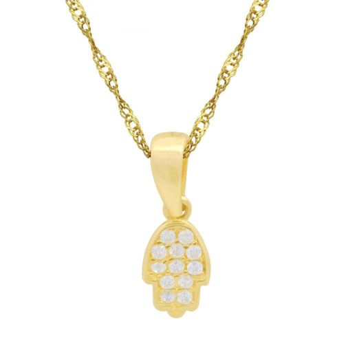 Collar Gargantilla Mano Fatima con circonias 45cm Oro 10K Horoz Ei259