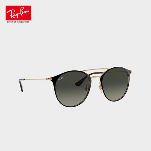 Lentes de Sol Ray-Ban RB3546187/7152 Redondos Armazón Metálico Negro Lentes Gris Unisex