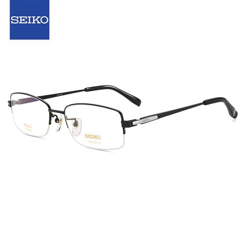 Lentes Para Hombre, Regalo Del Día De San Valentín, Con Graduación, Montura Semi Al Aire De Titanio, Ht01080, 113, 55 Mm, Negro Brillante