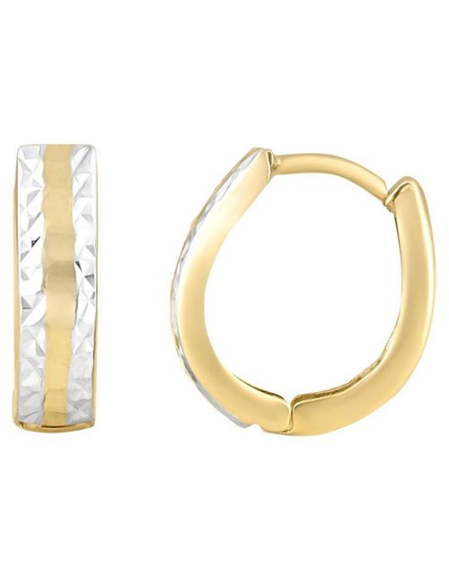 Huggies oro amarillo y blanco  14k CRISTAL JOYAS ARPX6SH2072YW