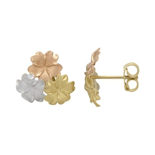 Aretes flores oro florentino 14k CRISTAL JOYAS ARP205269TC