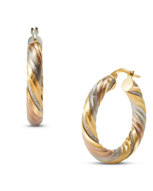 ARRACADAS DE ORO FLORENTINO 14K CON GLITTER