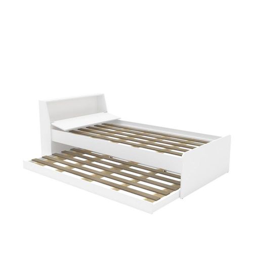 MOBI Cama Doble Individual para Recámara de Madera Windsor -Color Blanco - Largo 213cm x Alto 75cm – No incluye Colchón