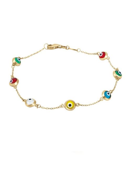 Pulsera dama ojos oro 14k CRISTAL JOYAS ARPB0272EY