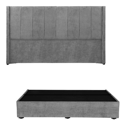 Cabecera King Size Dicasa Nizza + Base Cama Gris Oscuro CDZ
