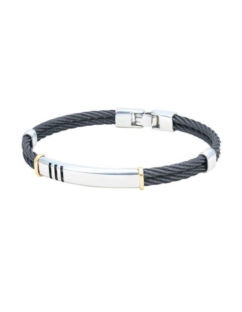 Brazalete  acero color negro 3mm 14k CRISTAL JOYAS ZIZES2017-2T3
