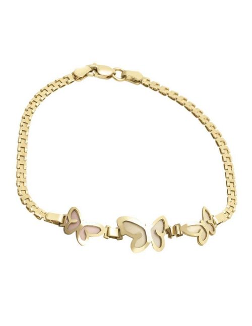 Pulsera Dama Mariposas Oro Florentino 14k CRISTAL JOYAS ITAITAPU-323