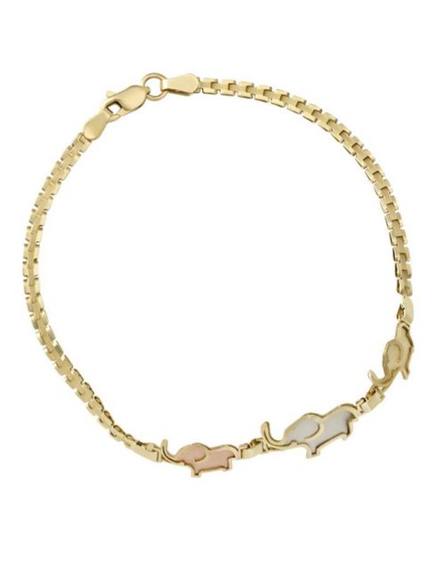 Pulsera Dama Elefantes Oro Florentino 14l CRISTAL JOYAS ITAITAPU-321