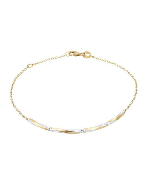 Pulsera Dama Oro Amarillo Y Blanco 14k CRISTAL JOYAS ORA7F1908YW