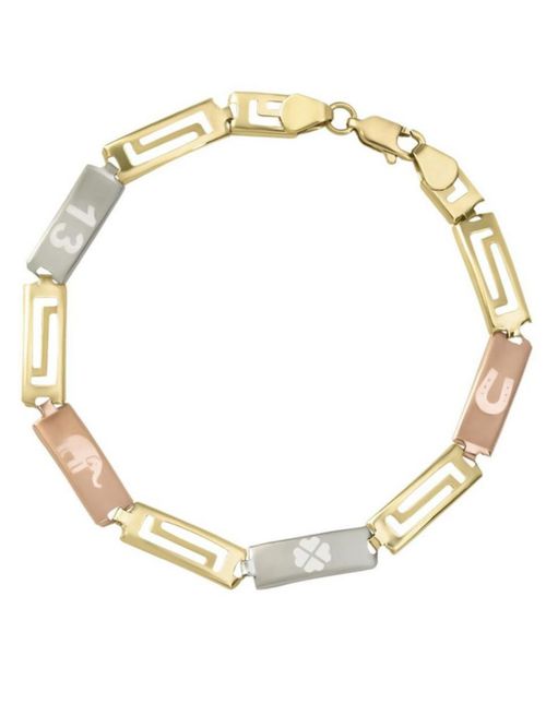 Pulsera Dama Suerte Oro Florentino 14k CRISTAL JOYAS ITAITAPU-333