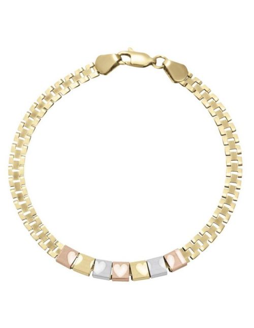 Pulsera Dama Cuadros Oro Florentino 14k CRISTAL JOYAS ITAITA-202