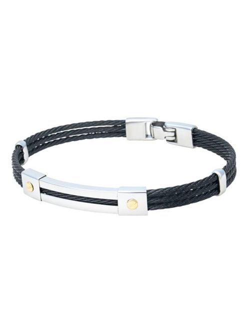 Brazalete Acero Color Negro Con Oro 14k CRISTAL JOYAS ZIZES3012-2T2