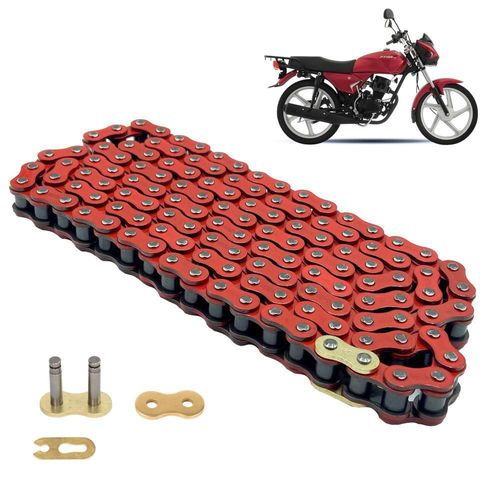 Cadena 428h-126l rojo para motocicleta anticorrosivo leiruki